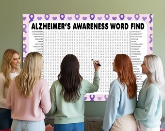 Alzheimer’s Awareness Word Search Game, Giant Crossword Puzzle, Large Word Find, Activity Poster