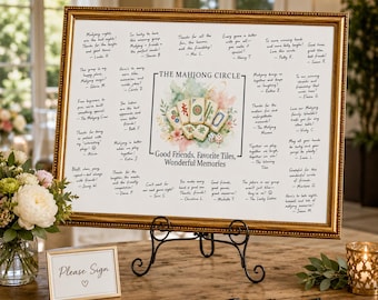 Mahjong Gathering Guestbook Alternative, Signature Messages Poster Print, Personalized, Unframed