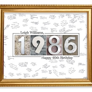 40th Birthday Guestbook Poster, 1986 Personalized Signature Keepsake, 2026 Update