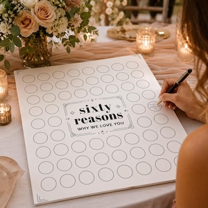 Sixty Reasons Why We Love You, Guestbook Alternative Poster, Personalized 60th Birthday Print