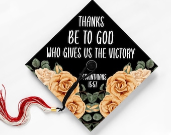 Bible Verse Graduation Cap Thanks Be To God Bible Verse Graduation Cap Topper Grad | Etsy Australia