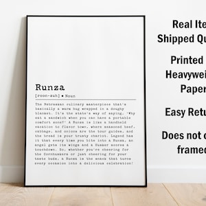 Runza, Nebraska State, Definition Print, Dictionary Poster, Wall Art ...