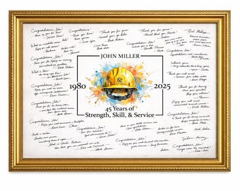 Construction Worker Retirement Guestbook Alternative, Signature Poster Print, Personalized Gift, Unframed