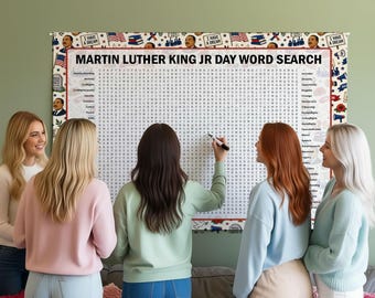 Martin Luther King Jr Word Search Game, Word Find Puzzle Poster, Gathering Activity Print