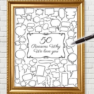 50 Reasons Why We Love You, 50th Birthday Guestbook Signing Poster, Gift for Loved Ones, Wall Art Decor, Message and Signatures