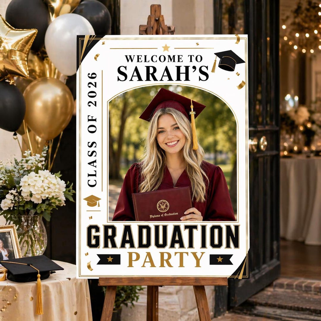 Personalized Graduation Welcome Sign, Class of 2026 Photo Poster ...