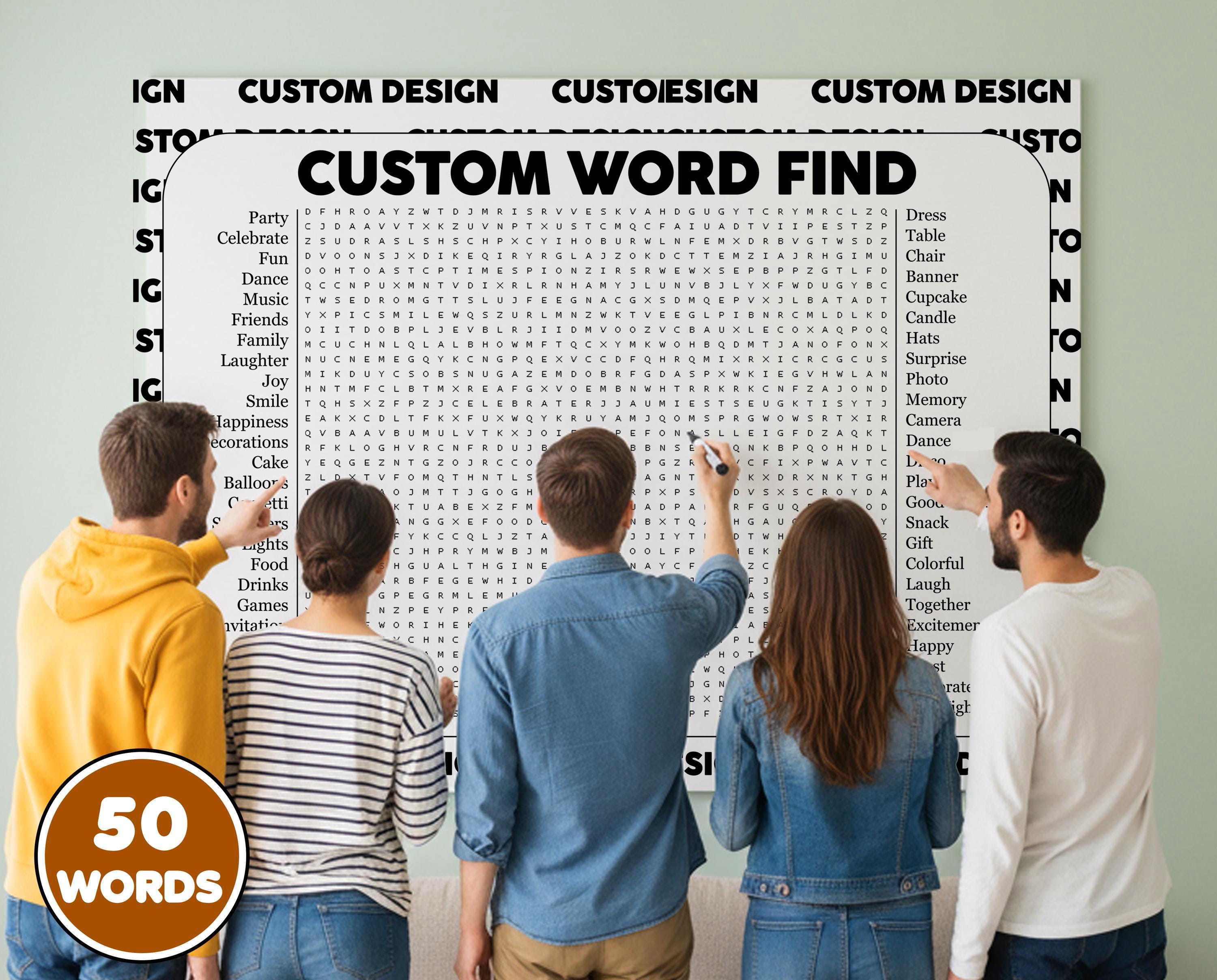 Custom Word Search Poster, Personalized Party Game Crossword Puzzle - Etsy