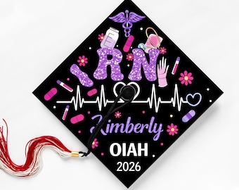 RN Nursing Graduation Cap Topper Sticker, Personalized Name, Grad Gift, Class of 2026