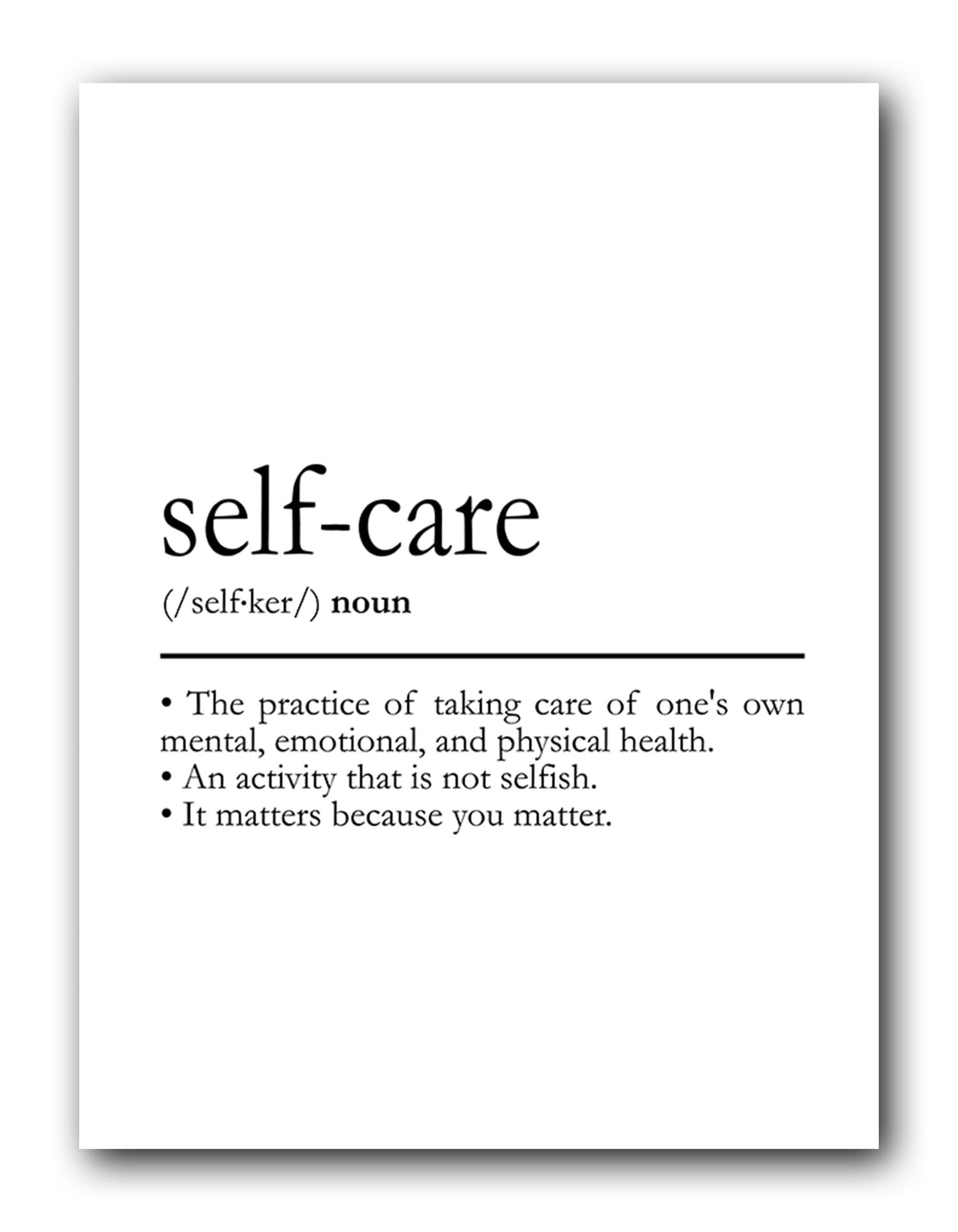 Selfcare Definition Dictionary Poster Quote Print Wall Etsy