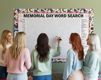 Memorial Day Word Search Game, Word Find Poster Puzzle, Gathering Activity, Multiple Sizes