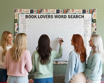 Book Lovers Word Search Game, Word Find, Crossword Poster Puzzle, Gathering Activity, Multiple Sizes