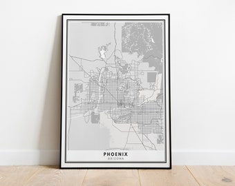 Phoenix Map Print, Phoenix Poster, City Map, Black and White Print, Home Wall Decor, Minimalist Wall Art