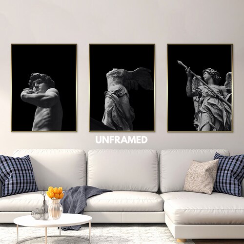 Greek Statues Wall Art Decor Giclee Minimalist Ancient Etsy