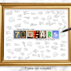 70 Years Milestone Guestbook Print, Personalized 70th Birthday Gift, Memory Keepsake Signature Poster, Guestbook Alternative