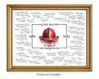 Fireman Retirement Guestbook Alternative, Firefighter Retirement Gift, Signature Poster Print, Personalized, Unframed