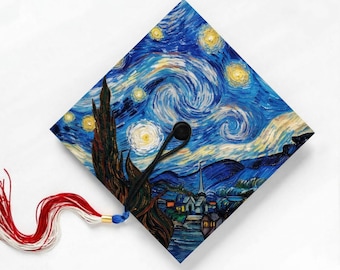 Swirling Starry Night Sky, Graduation Cap Topper Sticker, Grad Gift, Class of 2026