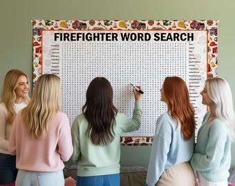 Firefighter Word Search Game, Word Find, Crossword Poster Puzzle, Gathering Activity, Multiple Sizes