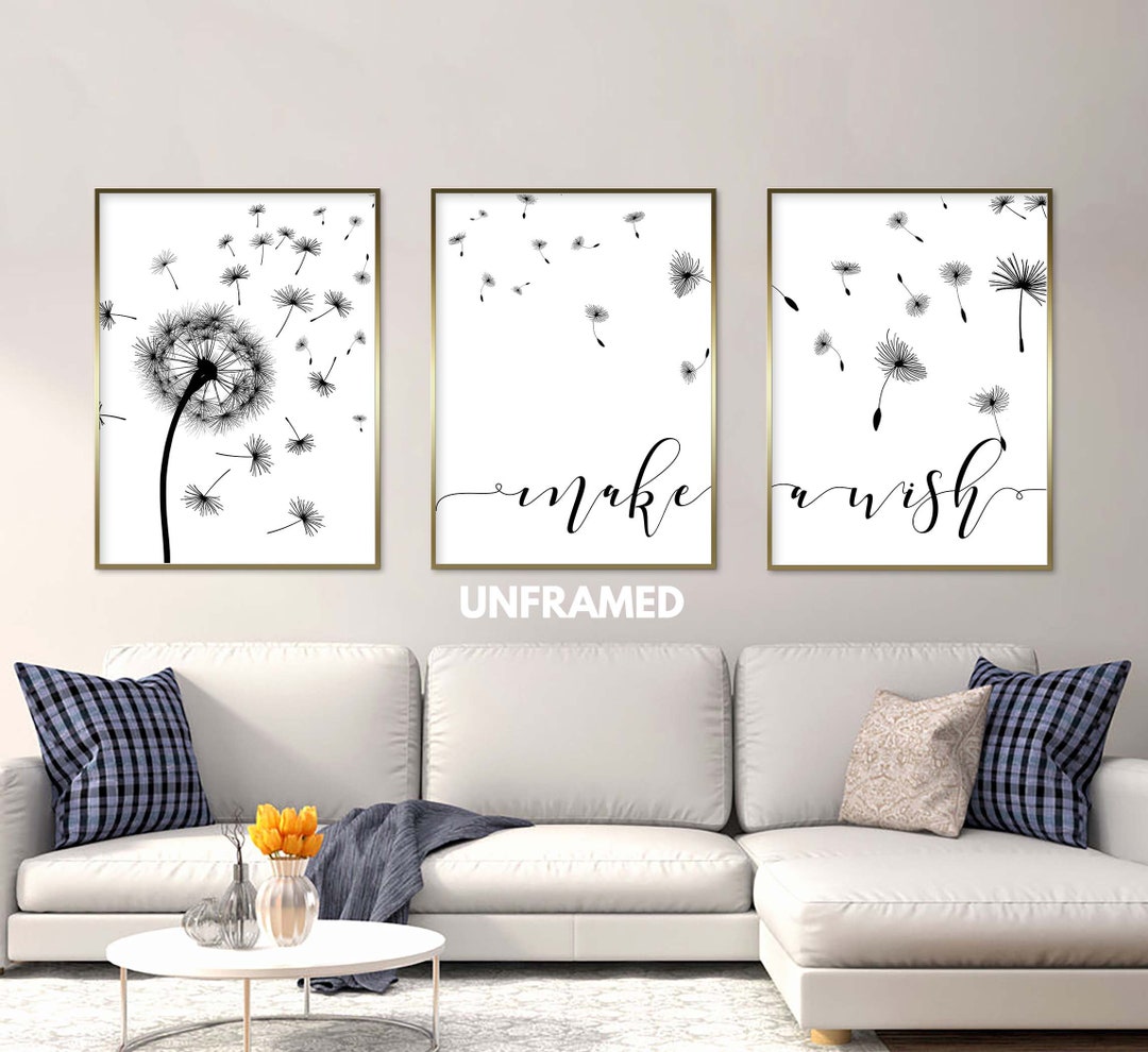 Make A Wish Wall Art Dandelion Flower Simple Printable Art Etsy