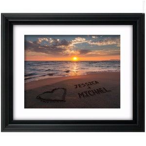 Names written in Sand, Beach, Personalized Wedding Gift, Valentine&#39;s Day, Custom Print, Anniversary Photo Art,