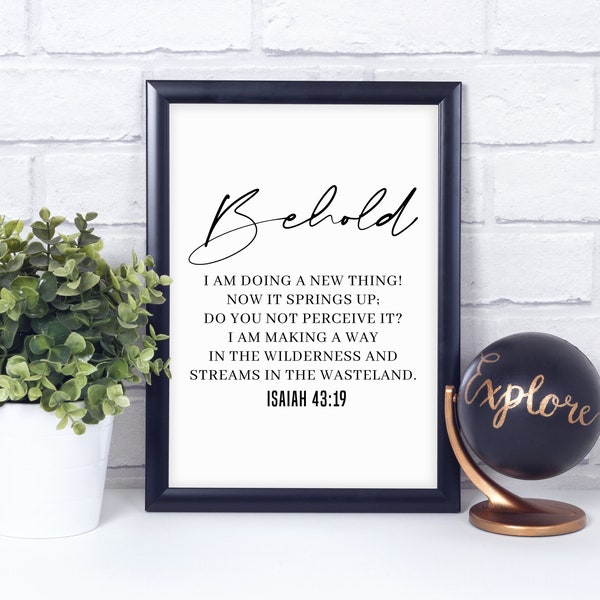 Isaiah 43:19, Bible Verse Poster, Quote Print, Minimalist Art