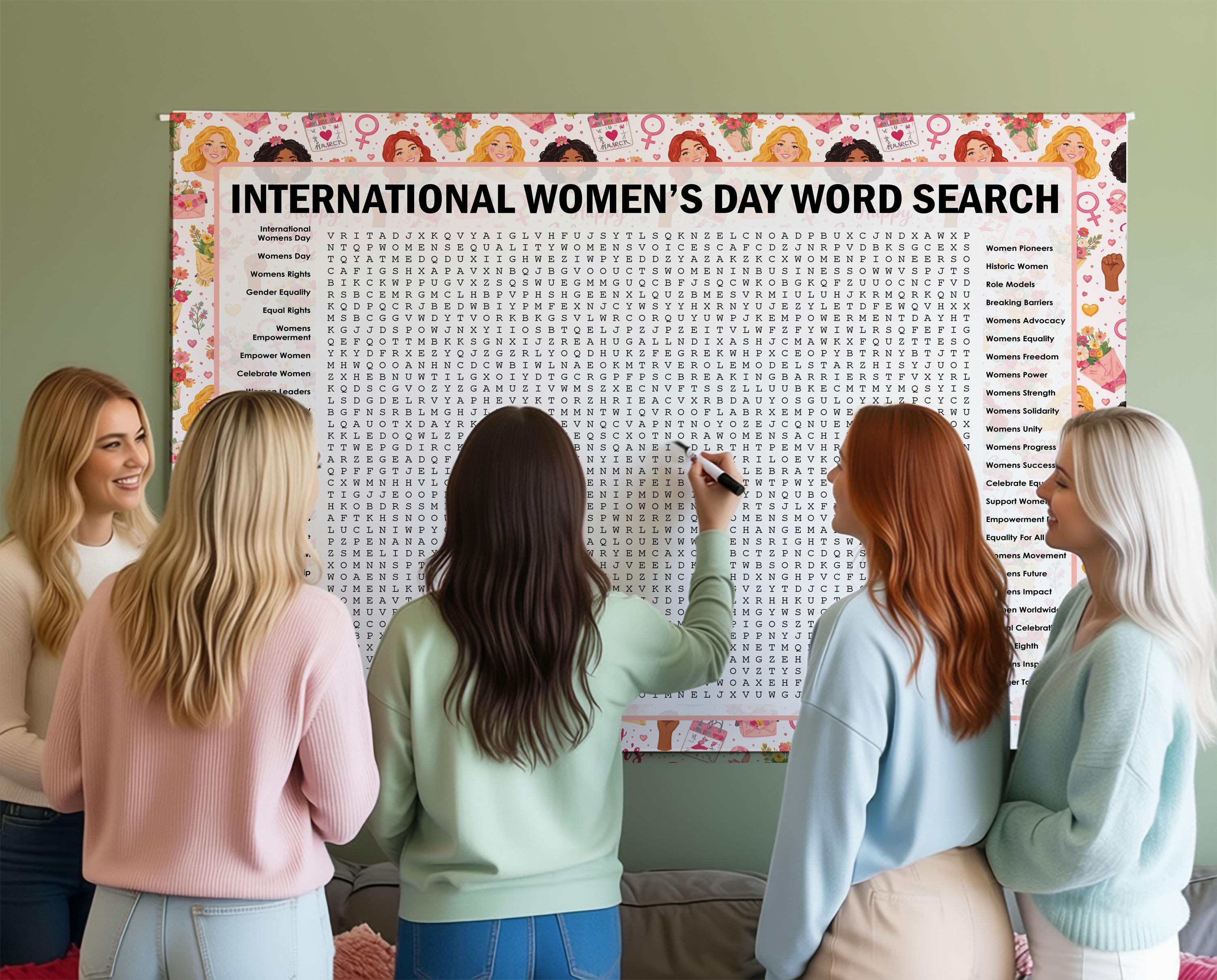 International Women's Day Word Search, Giant Crossword Puzzle, Large ...