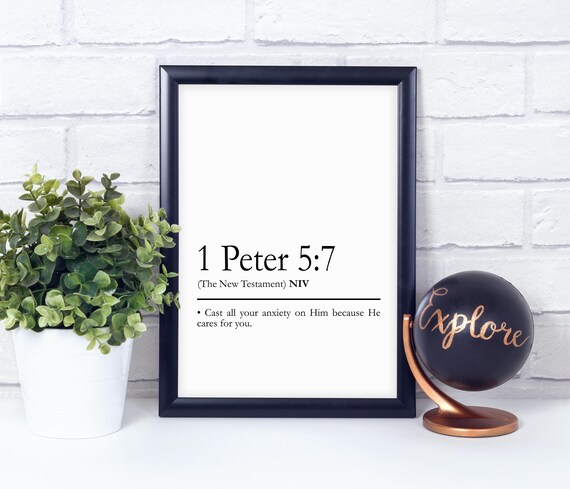 1 Peter 5:7 Bible Verse Dictionary Poster Quote Print Wall | Etsy