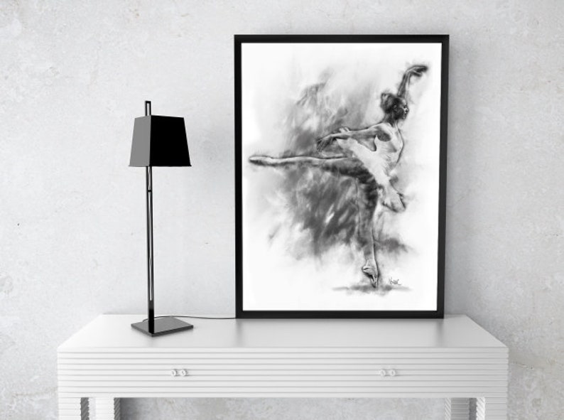 Figurative Shapes Ballerina Art Black and White Mid Century Modern Art