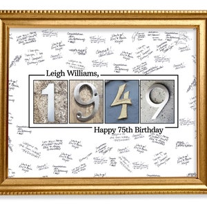 75th Birthday Guestbook Sign, 1949 Birthday Guestbook Print, Personalized Guestbook Alternative