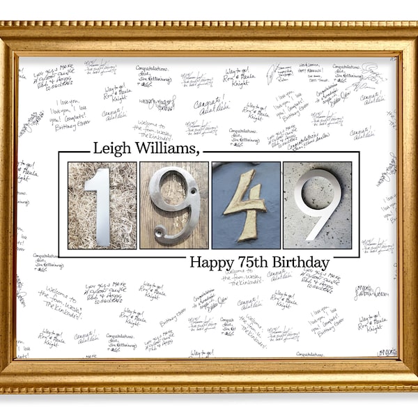 75th Birthday Guestbook Sign, 1949 Birthday Guestbook Print, Personalized Guestbook Alternative