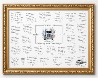 Truck Driver Retirement Guestbook Alternative Poster, Retired Signature Print, Personalized, Unframed