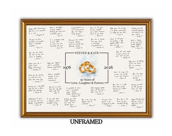 Wedding Anniversary Guestbook Alternative, Signature Messages Poster Print, Personalized, Unframed