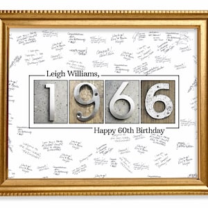 60th Birthday Guestbook Poster, Year 1966 Signature Keepsake, 2026 Update