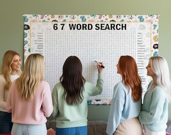 6 7 Word Search Game, Crossword Puzzle, Word Find Poster, Gathering Activity, Multiple Sizes