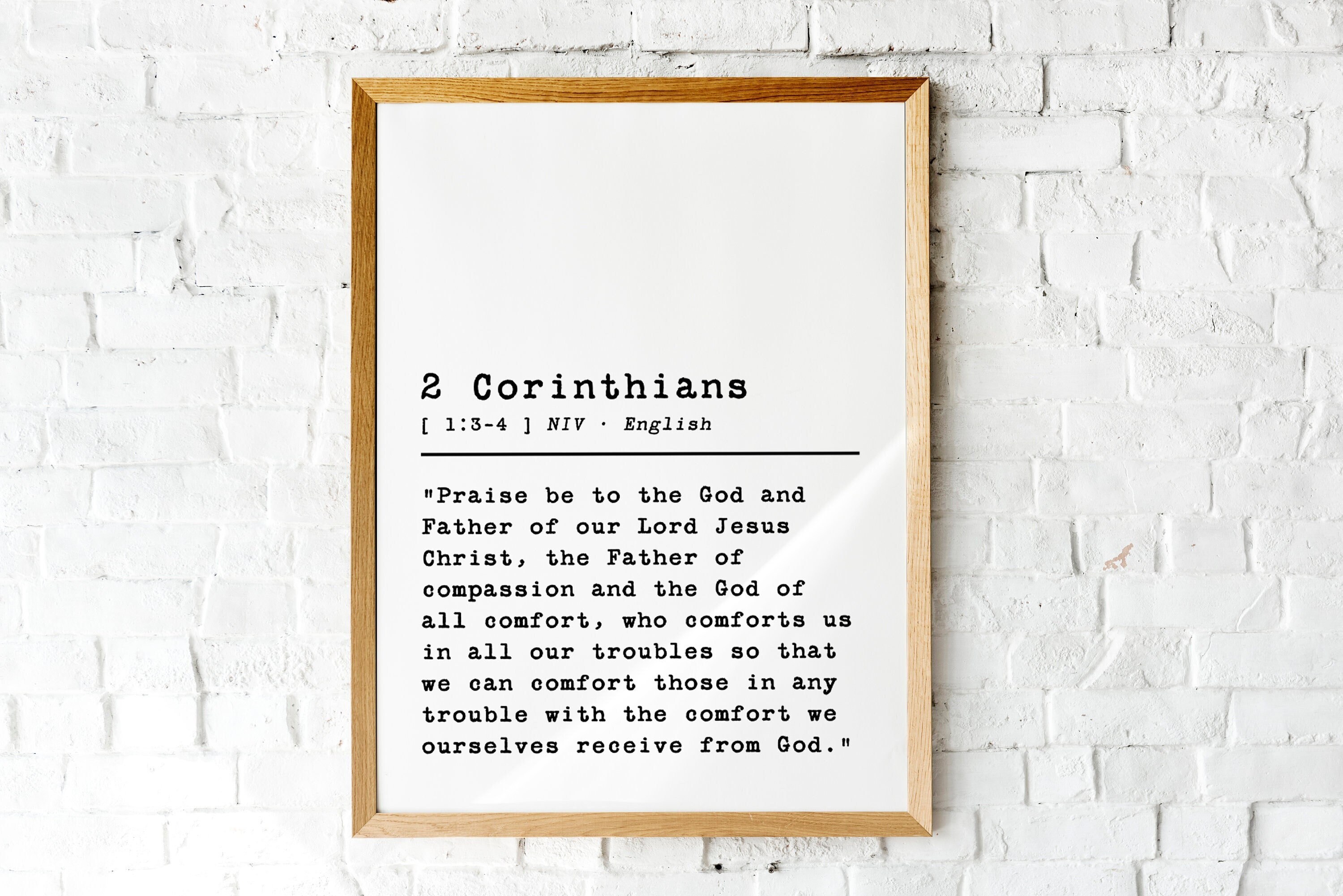2 Corinthians 1:3-4 Definition Print, Quote Poster, Wall Art Decor