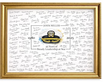 Ship Captain Retirement Guestbook Alternative Poster, Signature Print, Personalized Gift, Unframed