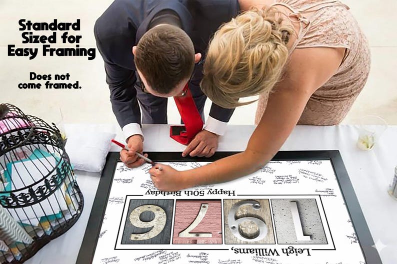 50th Birthday Guestbook Poster, Year 1976 Signature Keepsake, 2026 Update image 2
