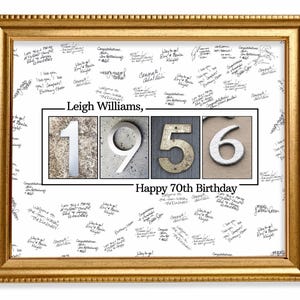 70th Birthday Guestbook Poster, Year 1956 Signature Keepsake, 2026 Update