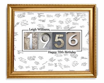 70th Birthday Guestbook Poster, Year 1956 Signature Keepsake, 2026 Update