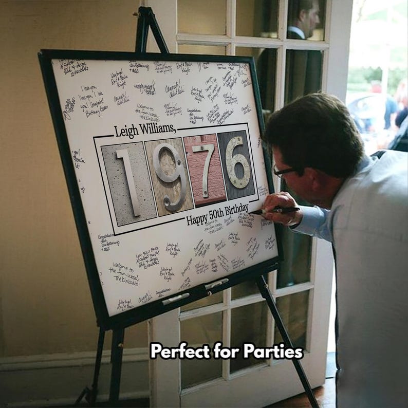50th Birthday Guestbook Poster, Year 1976 Signature Keepsake, 2026 Update image 3