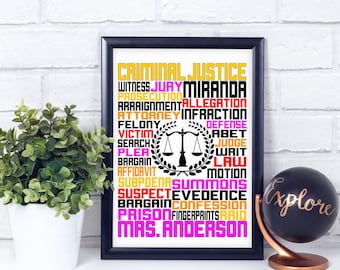 Custom Criminal Justice Poster, Criminal Law lover gift, Typography Art Print, Personalized Present