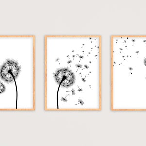 Dandelion Wall Art, Dandelion Printable Art, Dandelion Poster Flower ...