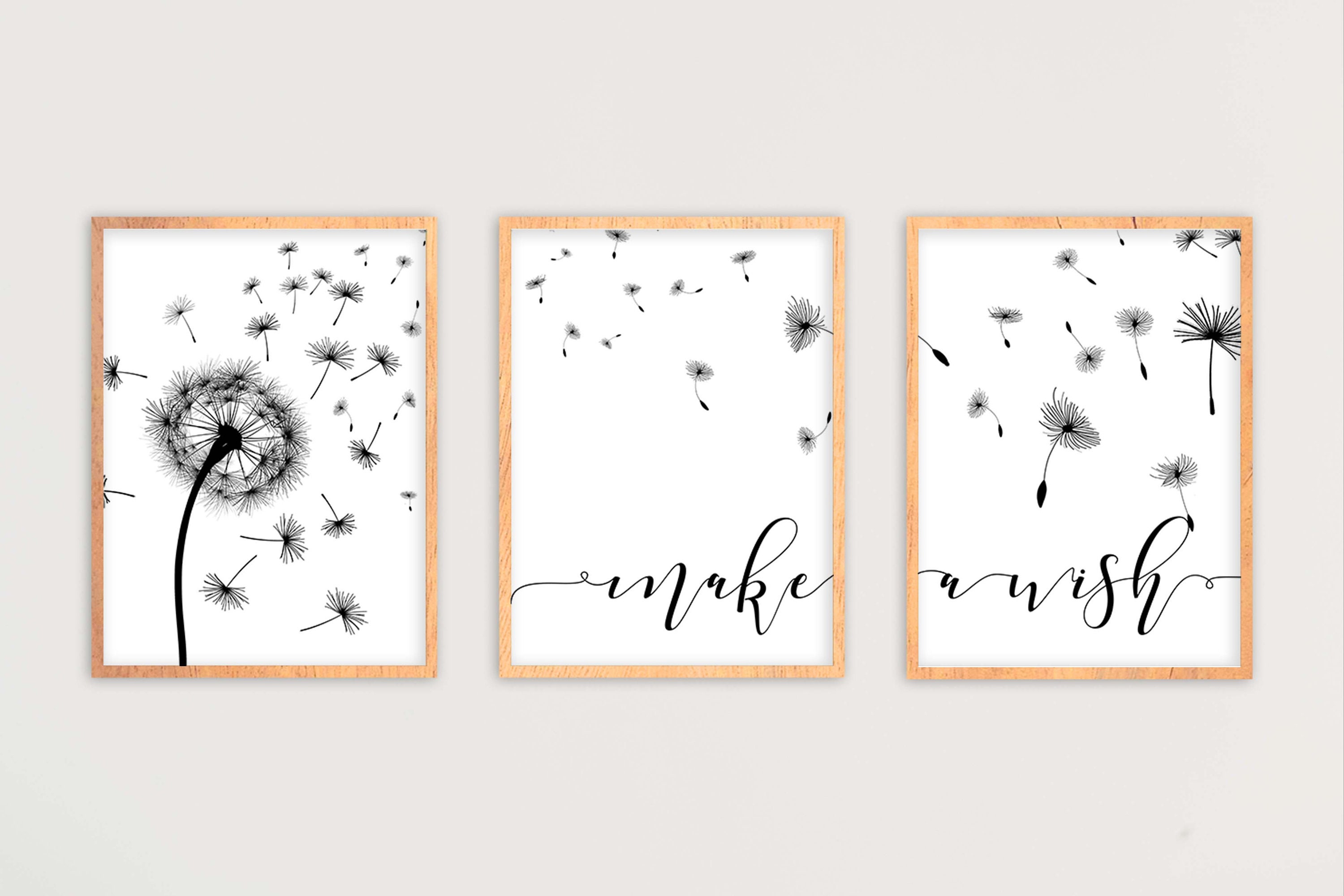 Make A Wish Wall Art Dandelion Flower Simple Printable Art Etsy