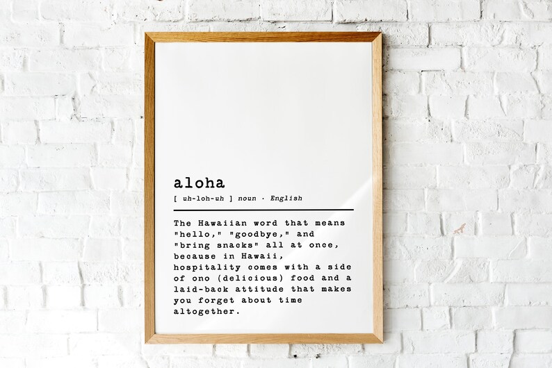 Aloha Definition Print, Quote Poster, Wall Art Decor - Etsy