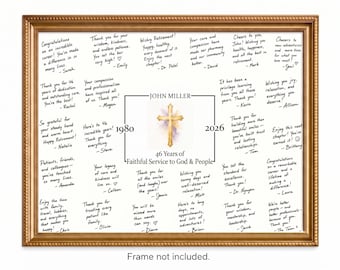 Priest, Pastor, Minister Retirement Guestbook Alternative Poster, Retired Signature Print, Personalized, Unframed
