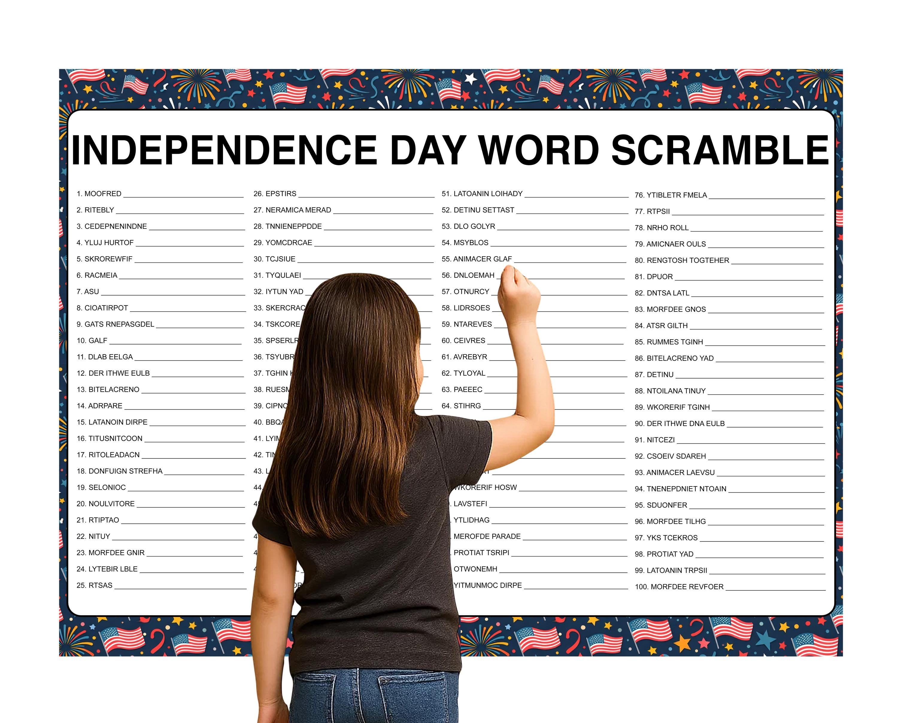 Independence Day Word Scramble Poster, Fun Holiday Gathering Activity ...