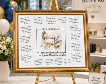 Business Grand Opening Guestbook Alternative, Signature Messages Poster Print, Personalized Keepsake, Unframed