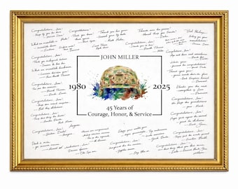 Military Soldier Retirement Guestbook Alternative Poster, Signature Print, Personalized Gift, Unframed
