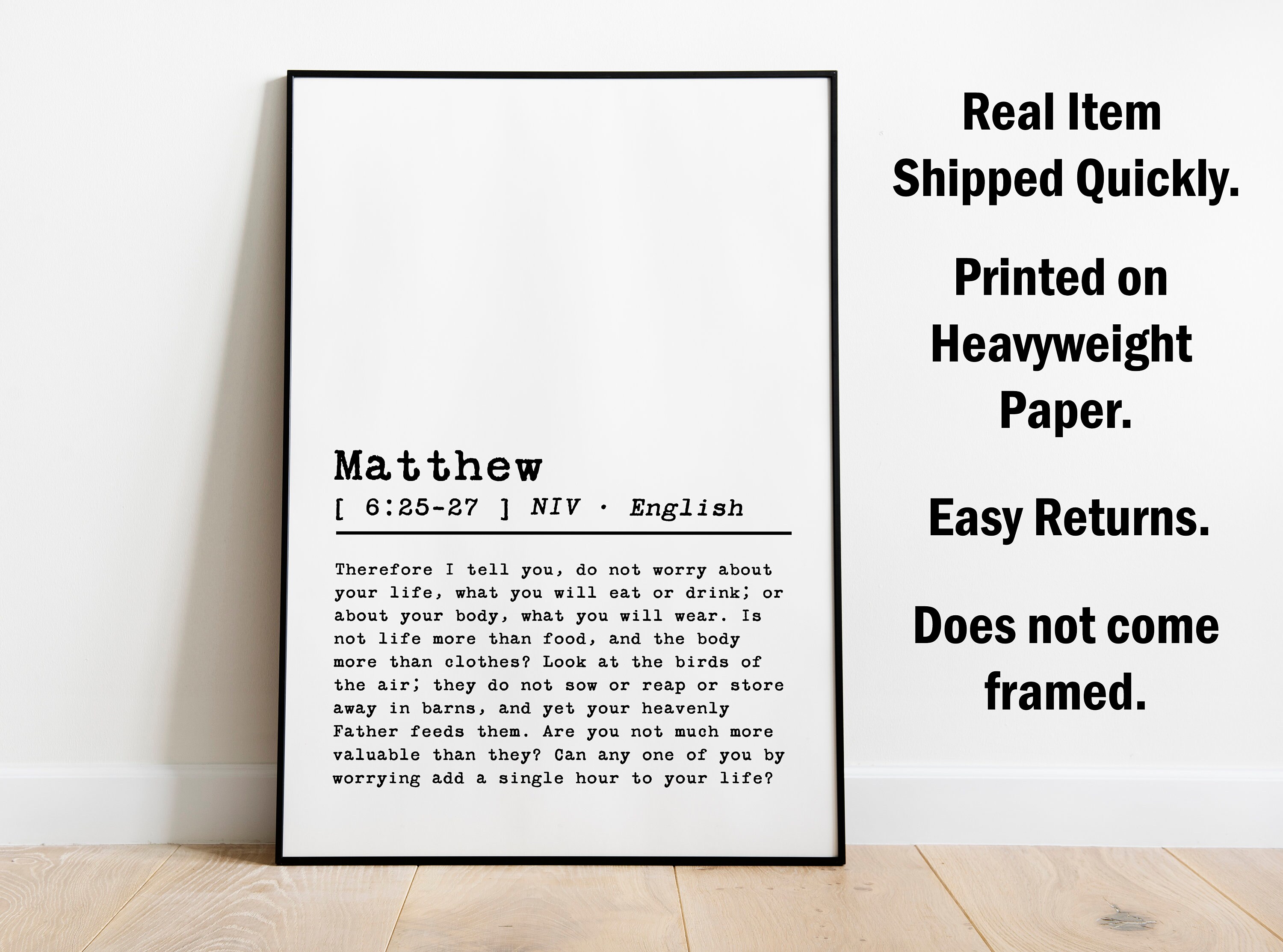 Matthew 6:25-27, Definition Print, Quote Poster, Wall Art Decor - Etsy