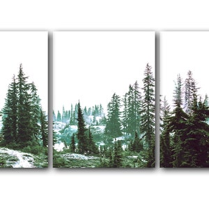 Pine Trees Triptych Wall Art Decor, Landscape Nature, Pine Tree Forest ...