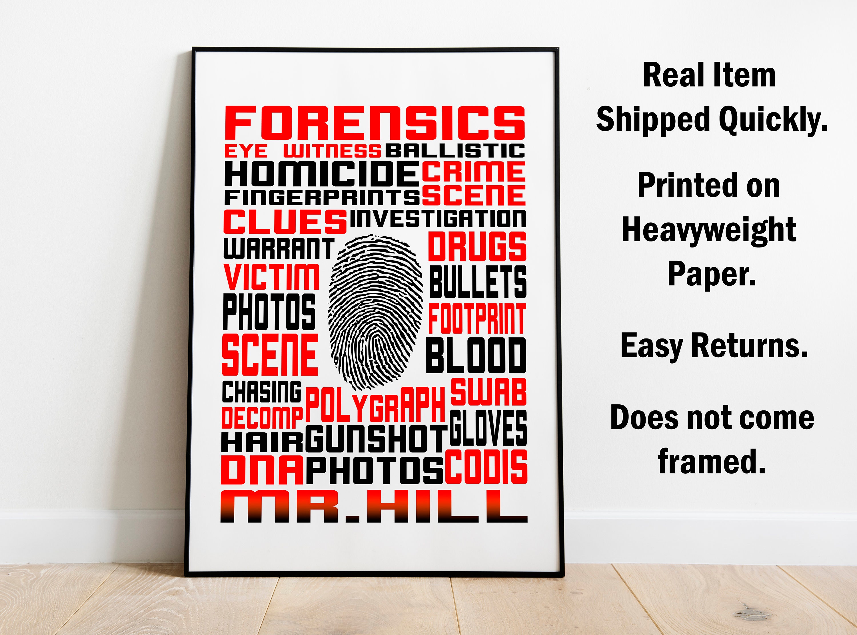 Custom Forensics Poster Forensic Science Gift Typography Art Etsy UK
